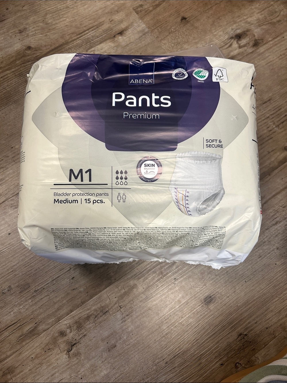 Unisex Abena Pants Premium Bladder Protection Pants - White (Medium, 15 pcs)